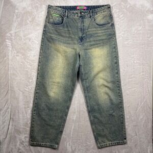Empyre Tori Jeans Blue Overdyed Petrol Wash Loose Fit Women 16 Baggy Skater